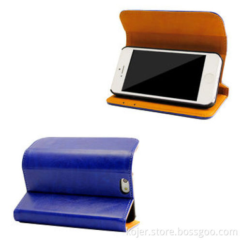 Leather Flip Wallet Pouch for Smartphones, Magnetic Flap on Top, OEM Orders Welcomed